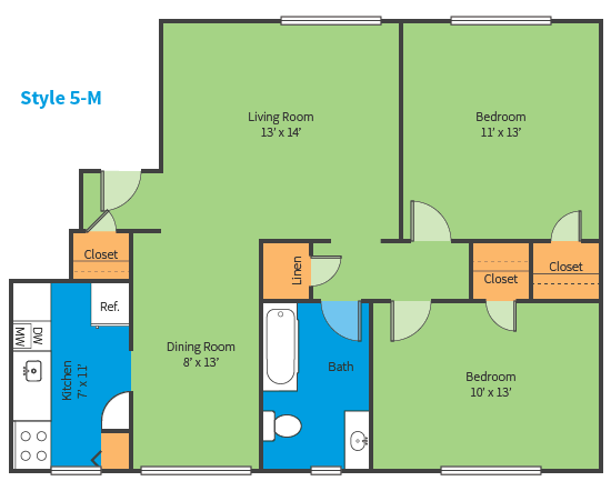 Oak Ridge Style 5 M Floor Plan Oak Ridge Apartments Style 5 M Floor Plan